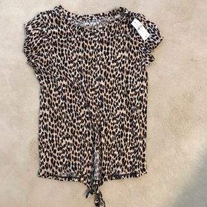 LOFT leopard tee, ties in front, NWT